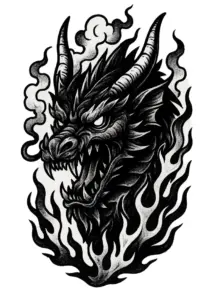 tattoovorlage-drachenkopf-mit-rauch-und-flammen
