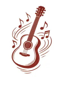 tattoovorlage-einer-gitarre-mit-musiknoten