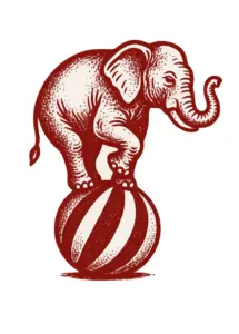 tattoovorlage-elefant-der-auf-einem-ball-balanciert