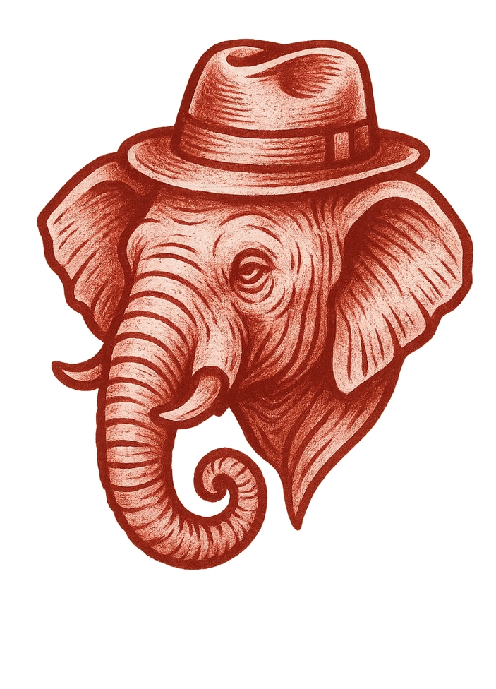 Tattoovorlage Elefant mit Hut für kreative Tattoos