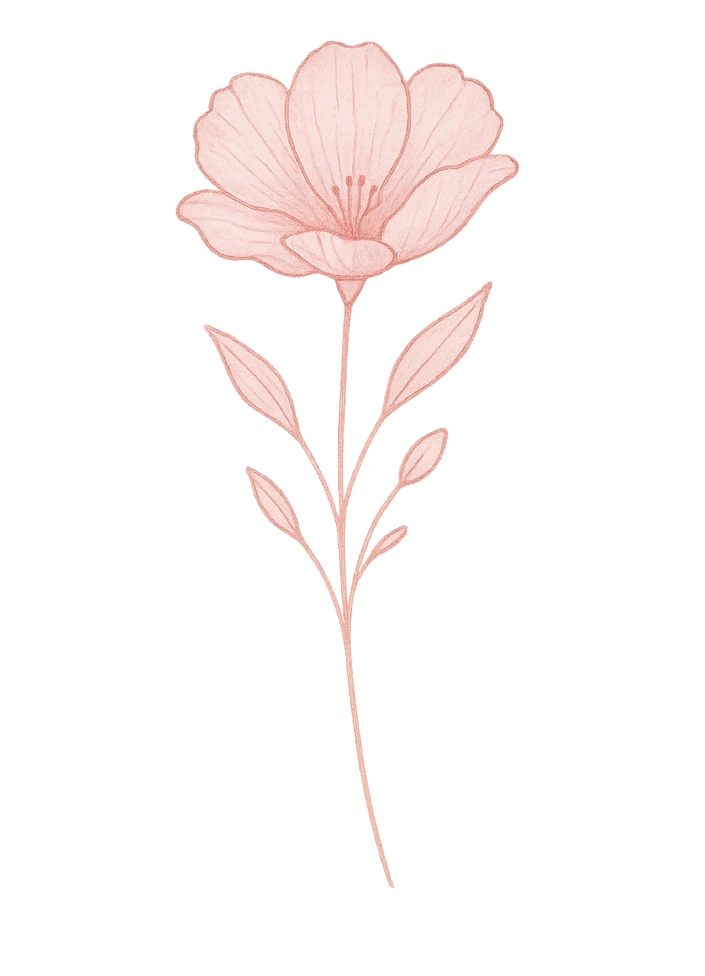 Tattoovorlage elegante Blume mit zarten Details für Nacken und Hals