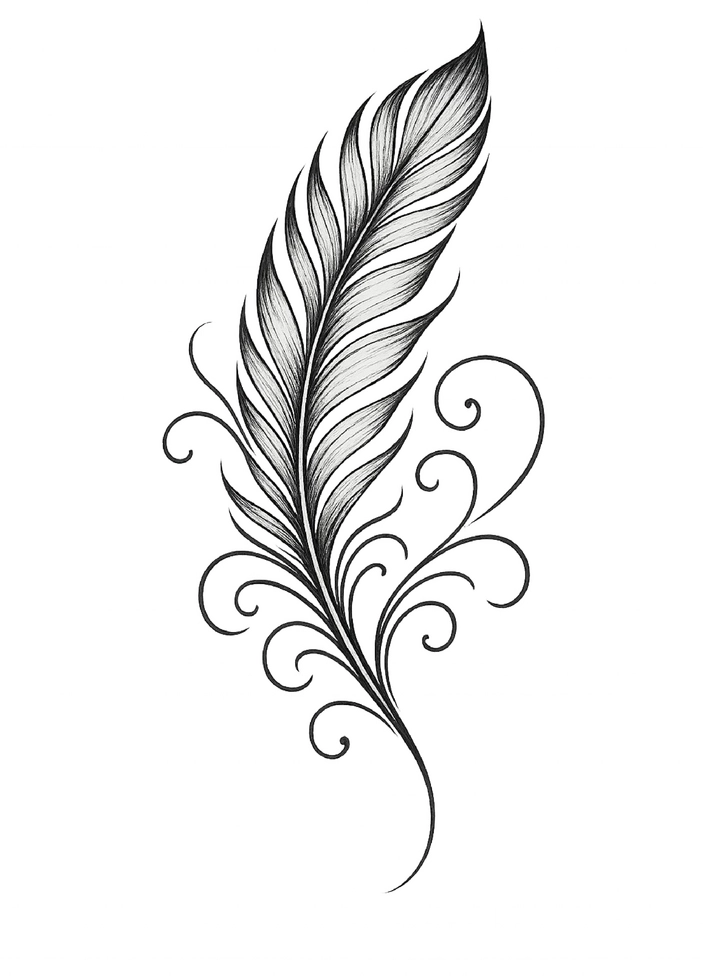 Tattoovorlage elegante Feder mit Verzierungen