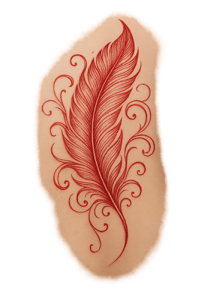 Tattoovorlage elegante Feder mit zarten Details