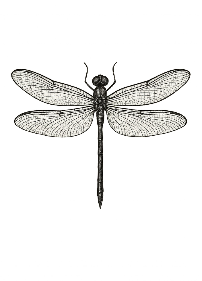 Tattoovorlage elegante Libelle mit detaillierten Flügeln