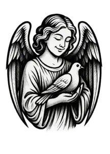 tattoovorlage-engel-mit-taube-frieden-harmonie-symbolisieren