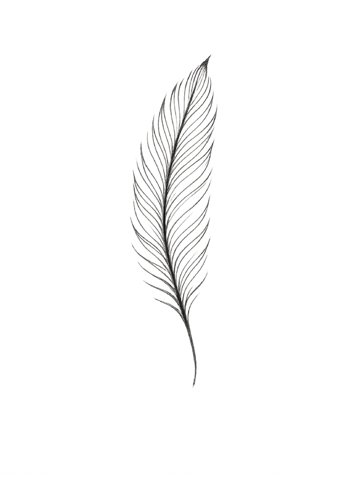 Tattoovorlage Feder minimalistisch elegant für Oberschenkel