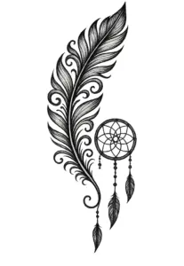 tattoovorlage-feder-mit-traumfaenger-fuer-frauen