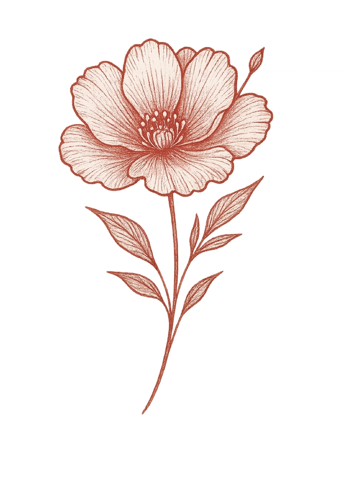 Tattoovorlage filigrane Blume mit zarten Blütenblättern