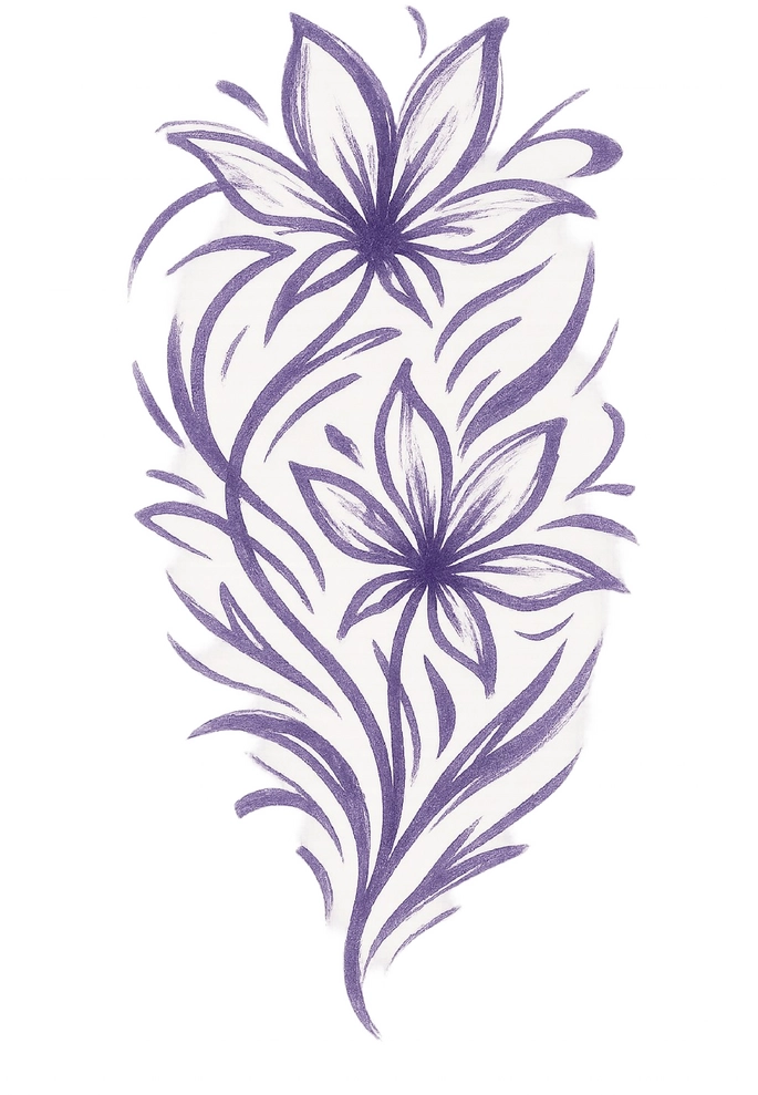Tattoovorlage für florale Blüten mit dynamischen Formen