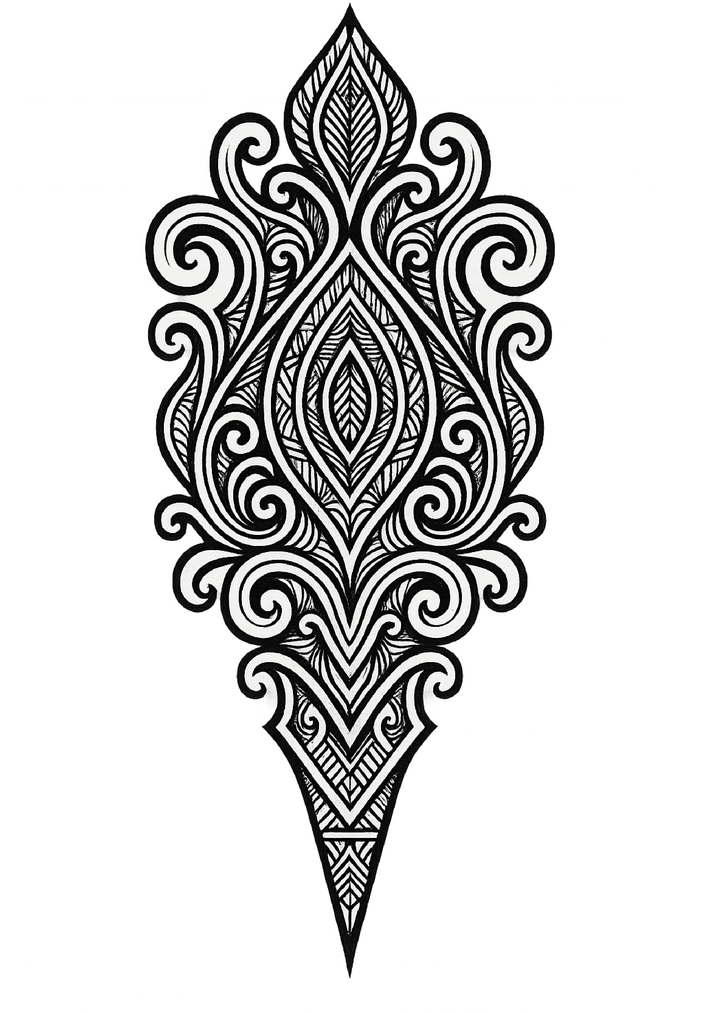 Tattoovorlage für kunstvolles Tribal-Design für Wade und Unterschenkel
