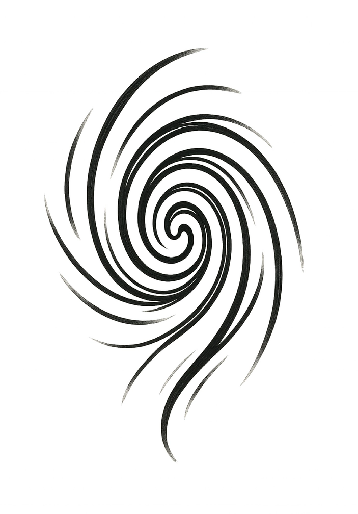 Tattoovorlage für spiralige Linien im Schwarz-Weiß-Stil