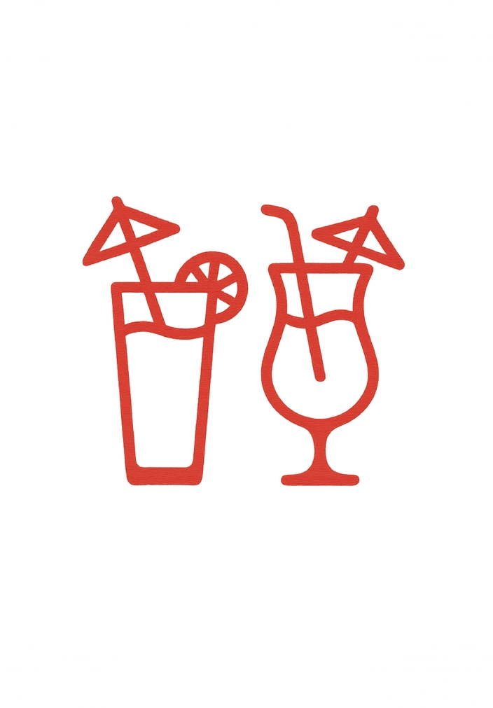 Tattoovorlage für stilisierte Cocktails mit Schirmchen