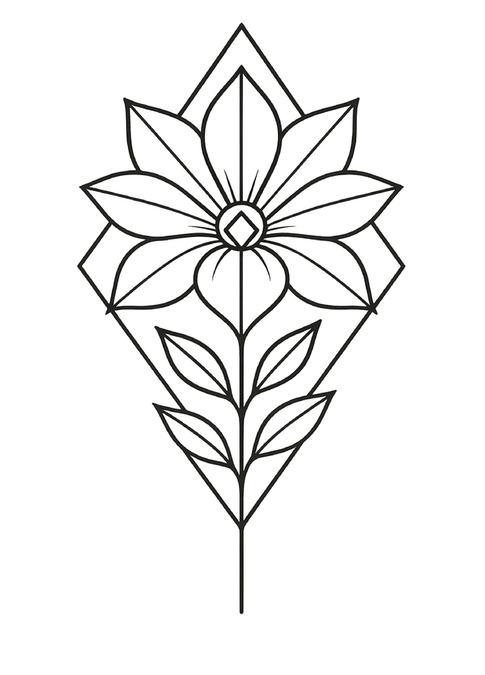 Tattoovorlage Geometrische Blume mit Klarem Design