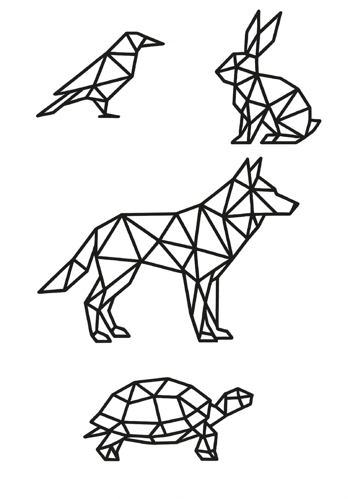 Tattoovorlage geometrische Tiere für Steißbein