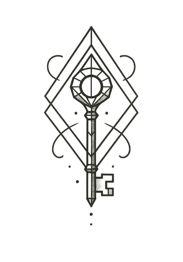 Tattoovorlage geometrischer Schlüssel im modernen Design