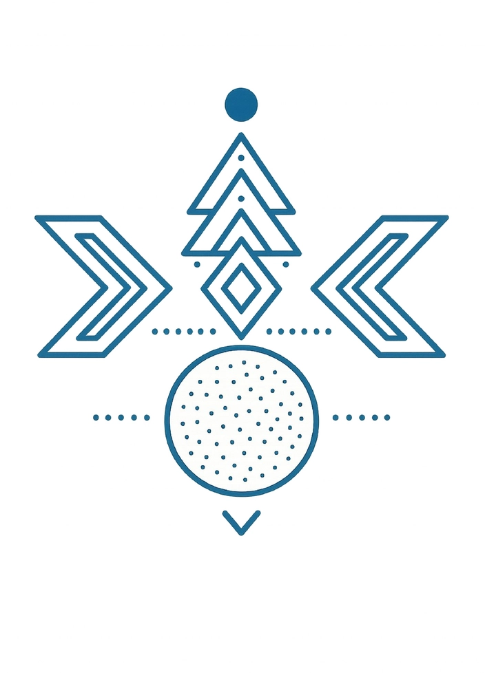 Tattoovorlage geometrisches Design mit Symbolen für die Brust