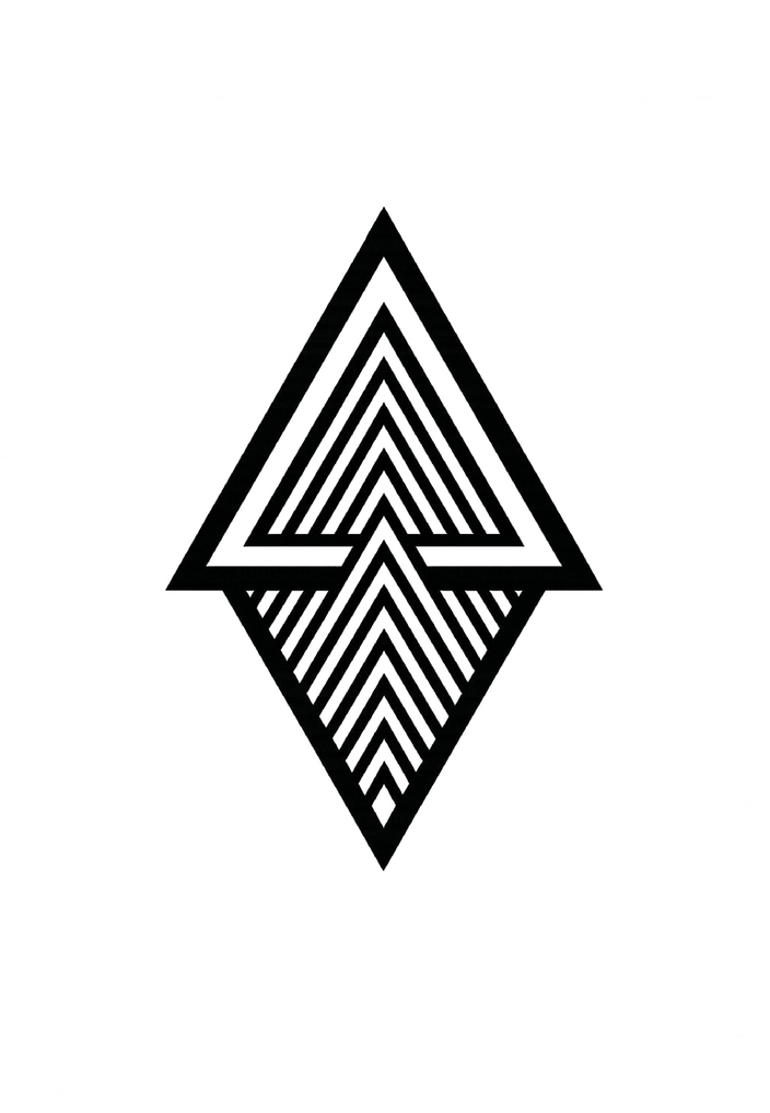 Tattoovorlage mit geometrischem Dreieck und Linienmuster