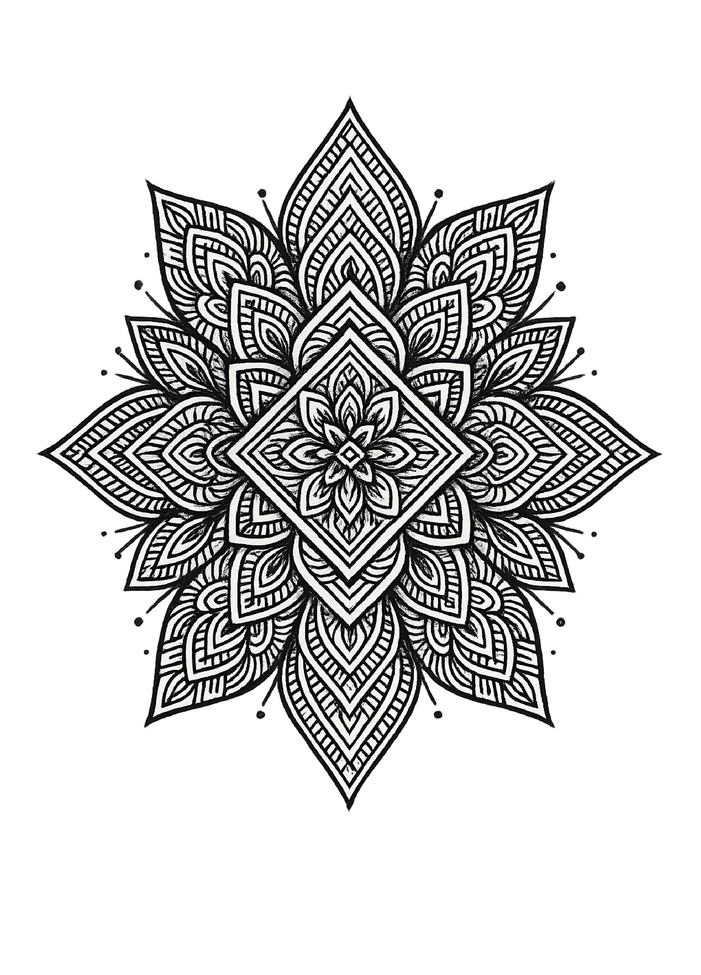 Tattoovorlage geometrisches Mandala mit komplexen Mustern