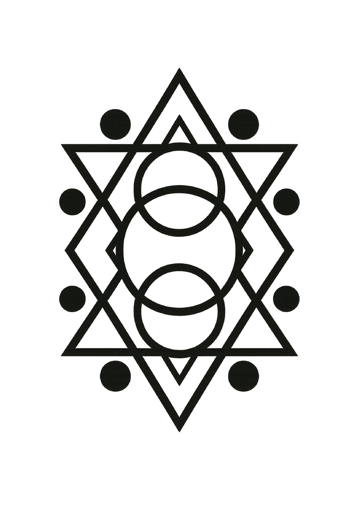 Tattoovorlage mit geometrischem Muster aus Dreiecken und Kreisen