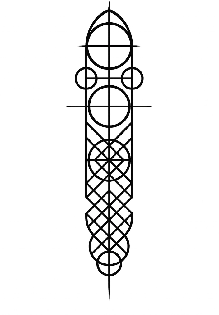 Tattoovorlage mit geometrischem Muster und Kreisen
