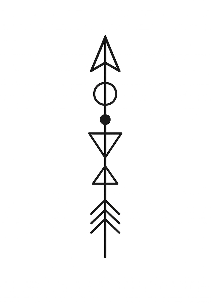 Tattoovorlage mit geometrischem Pfeil-Design und minimalistischen Formen