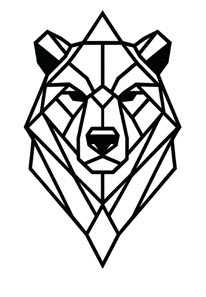 Tattoovorlage geometrisches Wolfsmotiv mit klaren Linien