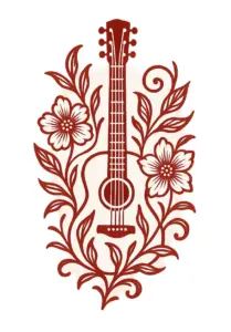 tattoovorlage-gitarre-mit-floralen-elementen
