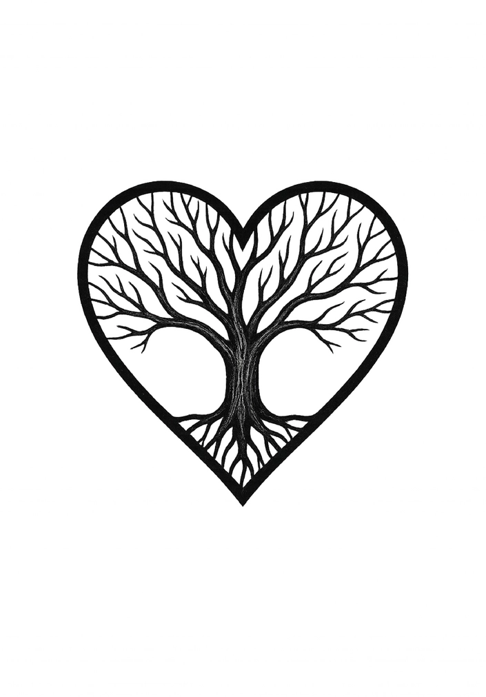 Tattoovorlage Herz mit Baum Motiv