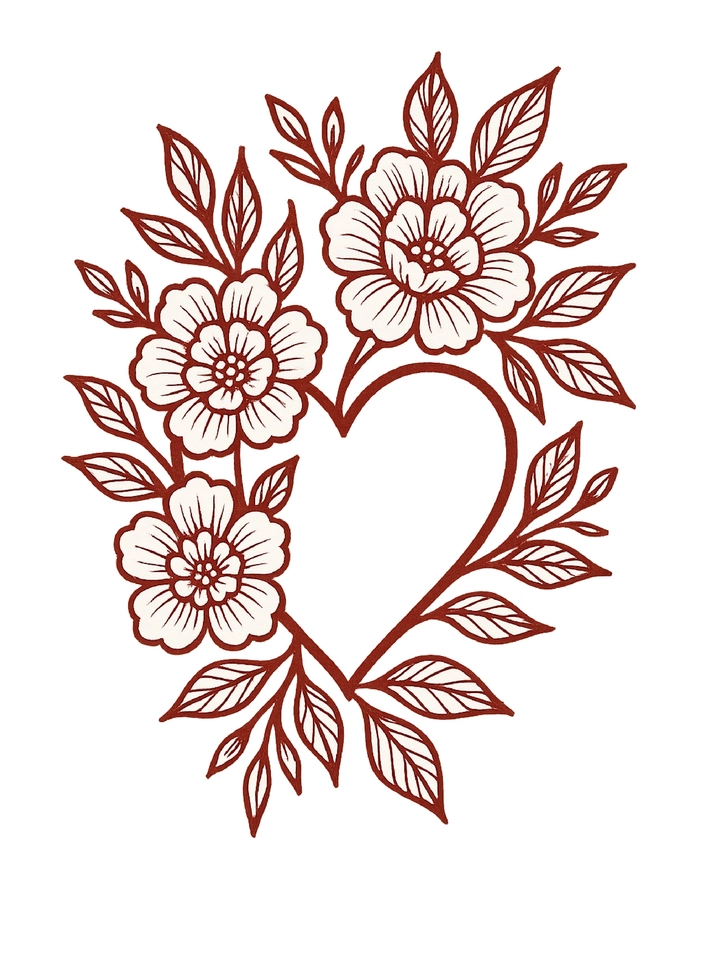 Tattoovorlage Herz mit Blumenmotiv für Frauen