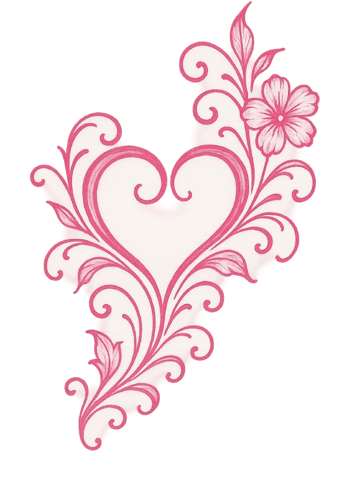 Tattoovorlage Herz mit floralen Elementen für Frauen
