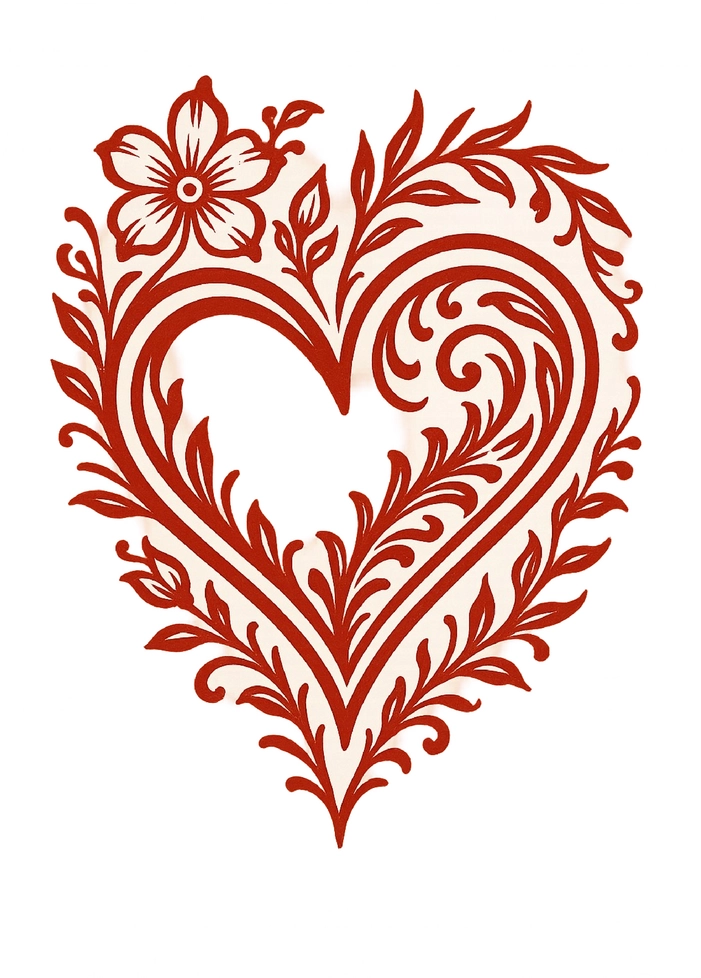 Tattoovorlage Herz mit floralen Verzierungen