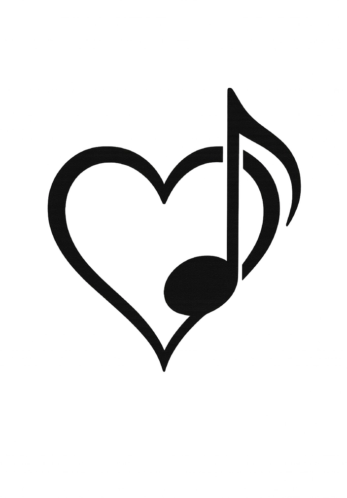 Tattoovorlage Herz mit Musiknote