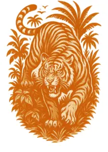 tattoovorlage-kraftvoller-tiger-im-dschungel
