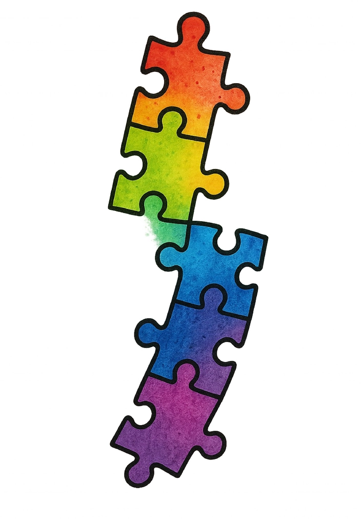 Tattoovorlage kreatives Puzzle-Motiv in bunten Farben