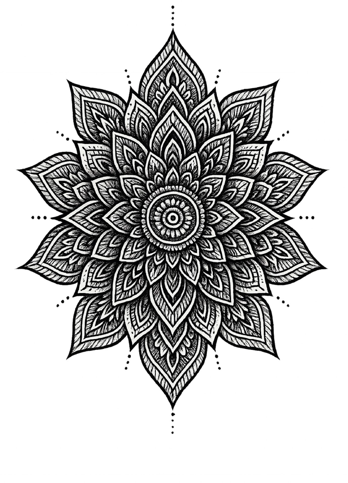 Tattoovorlage kunstvolles Mandala für Nacken und Hals