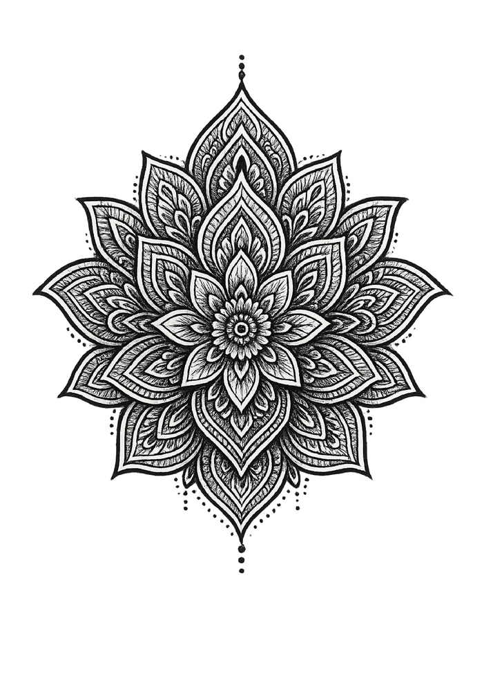 Tattoovorlage kunstvolles Mandala mit feinen Details