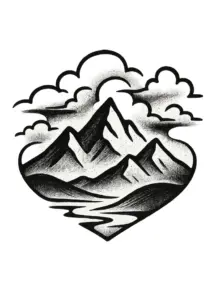tattoovorlage-landschaft-mit-bergen-und-wolken-fuer-maenner