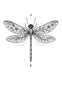 tattoovorlage-libelle-mit-floralen-mustern-und-feinen-linien