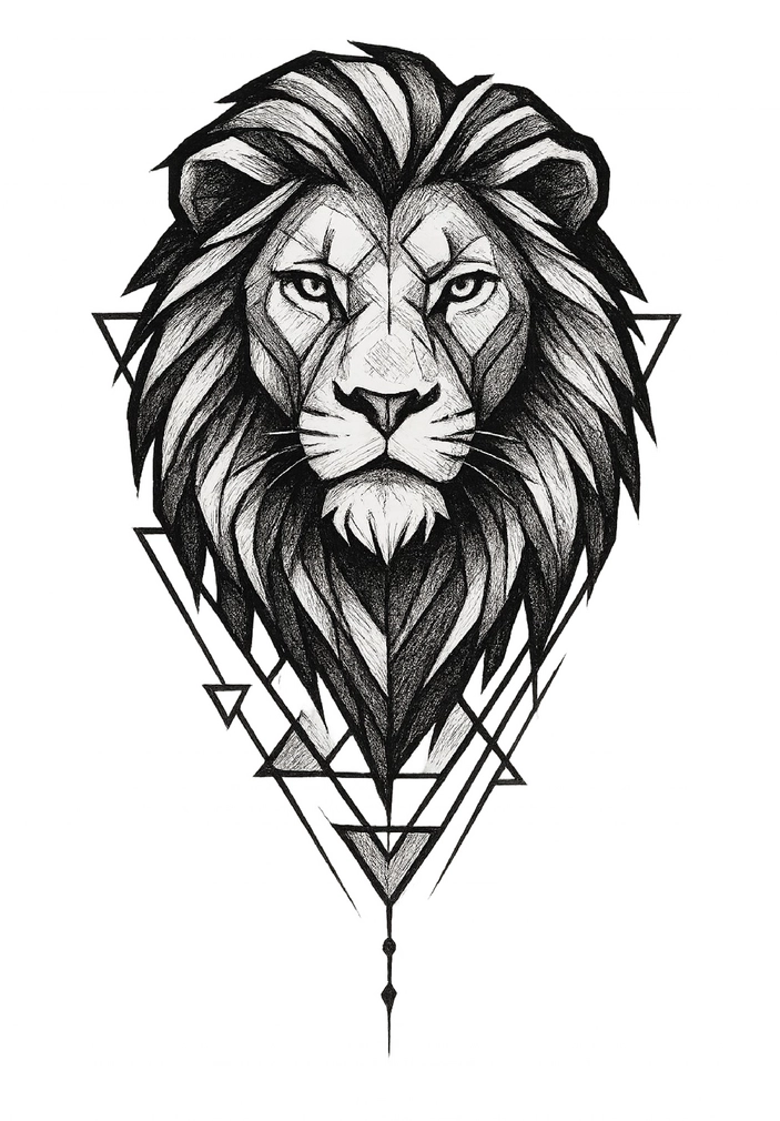 Tattoovorlage Löwe im geometrischen Stil für Oberarm