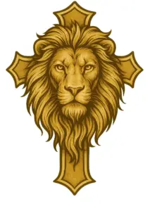 tattoovorlage-loewe-im-kreuz-majestaetische-maehne