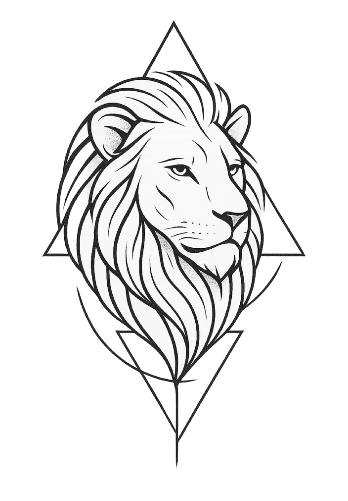 Tattoovorlage Löwe mit geometrischen Formen