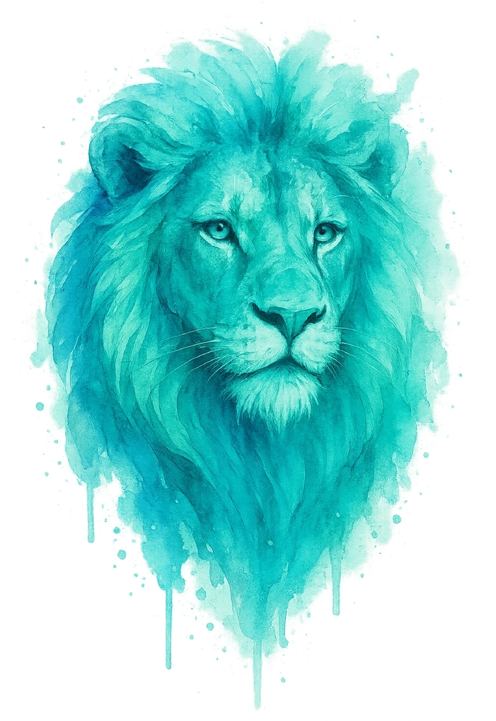Tattoovorlage Löwenporträt in Aquarelltechnik