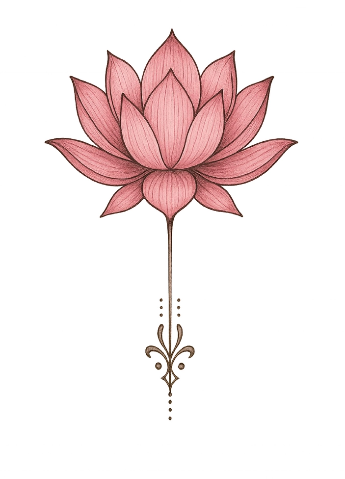 Tattoovorlage Lotusblume mit detaillierten Blütenblättern