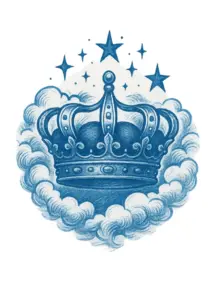 tattoovorlage-majestaetische-krone-umgeben-von-sternen-und-wolken