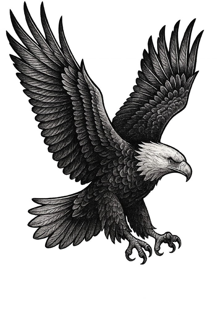 Tattoovorlage majestätischer Adler im Flug