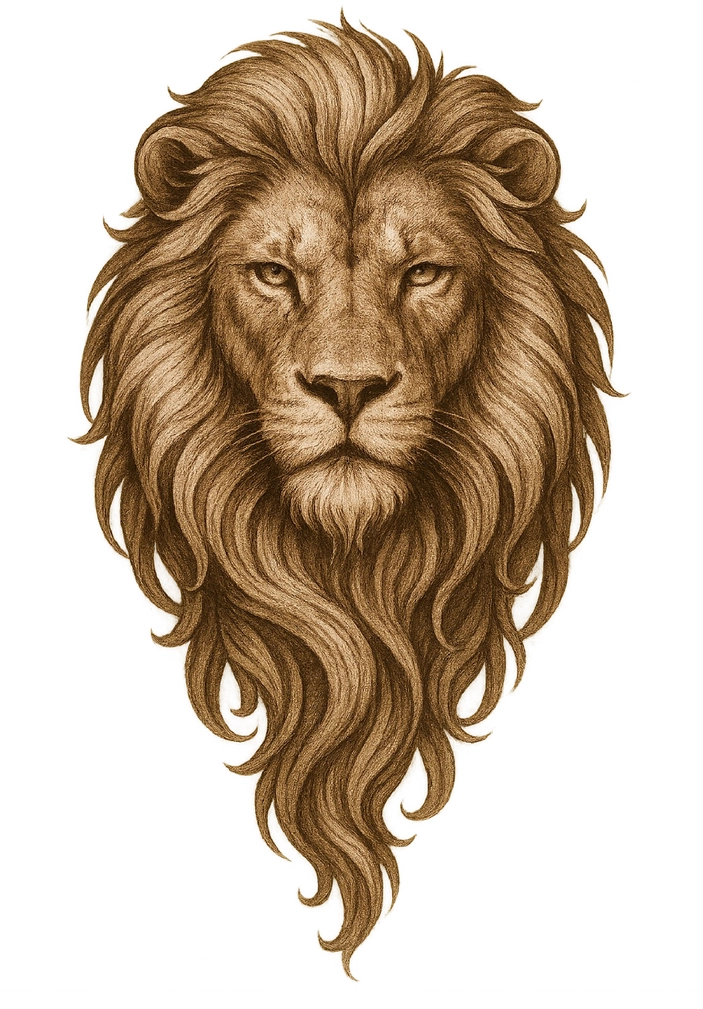 Tattoovorlage majestätischer Löwe mit Mähne für Rücken