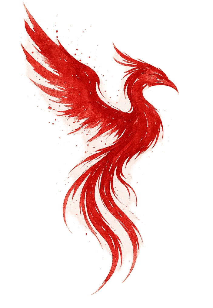 Tattoovorlage eines majestätischen Phoenix in Rot