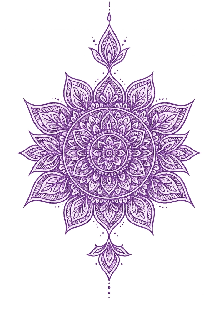 Tattoovorlage Mandala mit feinen Details in Lila