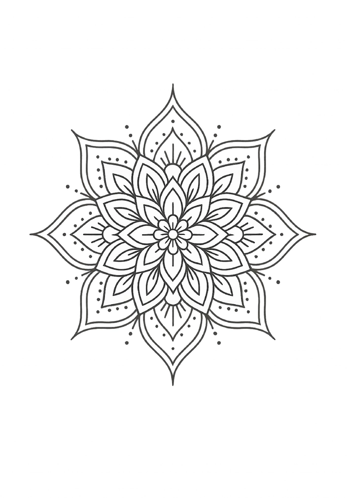 Tattoovorlage Mandala für den Rücken in feinen Linien
