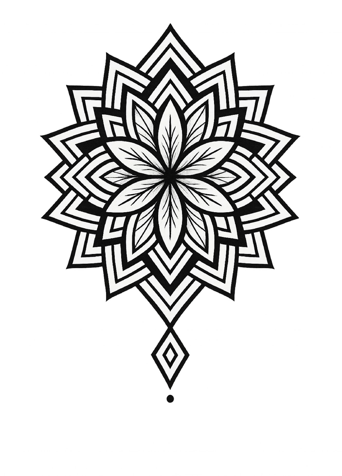 Tattoovorlage Mandala mit geometrischen Formen für Steißbein